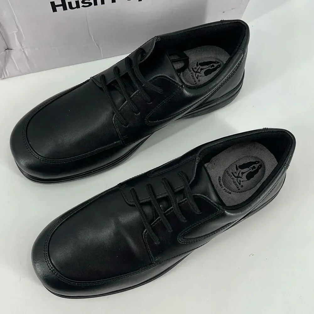 NIB Hush Puppies Ty Big Boys‎ Leather Lace Up Oxford Dress Shoes Black Size 6.5M
